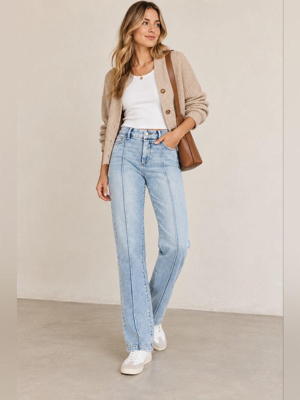 RISEN Women's Tummy Control Straight Fit Jeans Seam Light Classic HR Various NEW